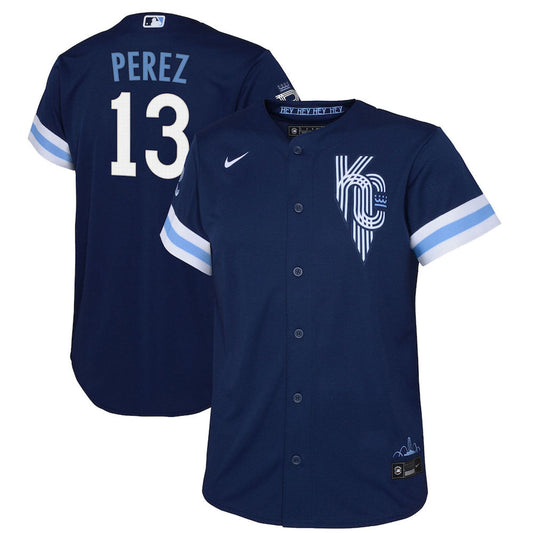 Youth Kansas City Royals Salvador Perez City Connect Replica Jersey - Navy