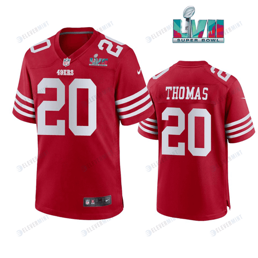 Ambry Thomas 20 San Francisco 49Ers Super Bowl LVII Men Game Jersey- Scarlet