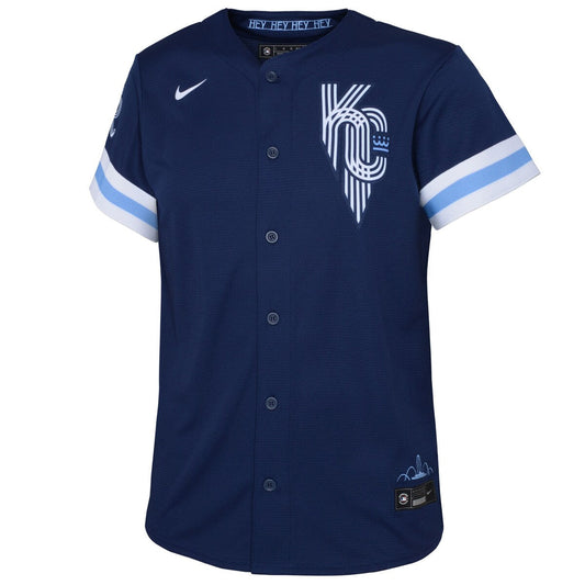 Boys' Grade School Salvador Perez Nike Royals 2022 City Connect Replica Jersey - Navy