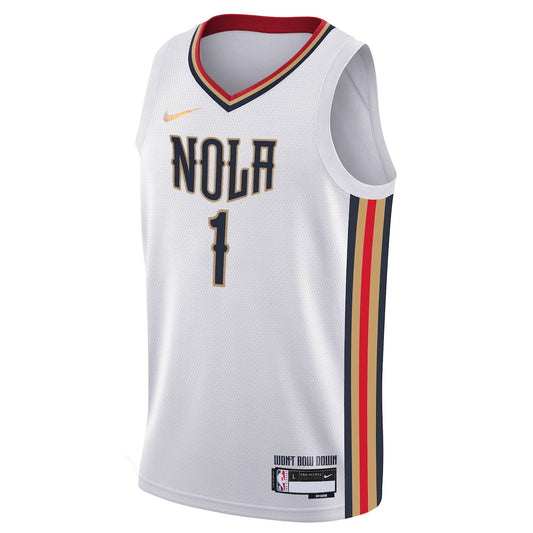 Boys' Grade School Zion Williamson Nike Pelicans 2021/22 Swingman Jersey City Edition - White