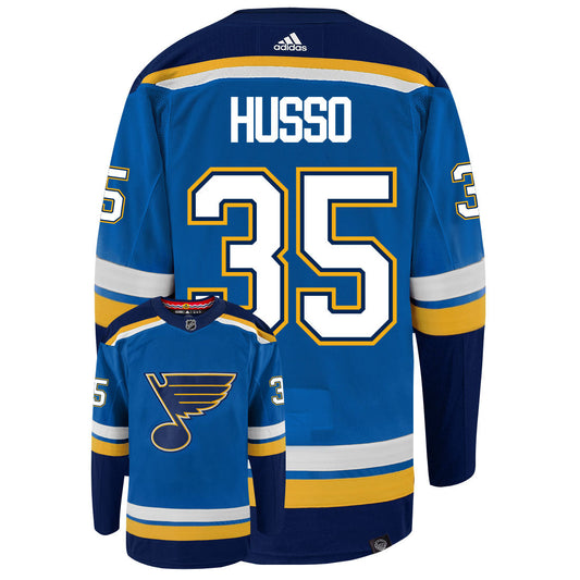 Ville Husso St Louis Blues Adidas Primegreen Authentic NHL Hockey Jersey