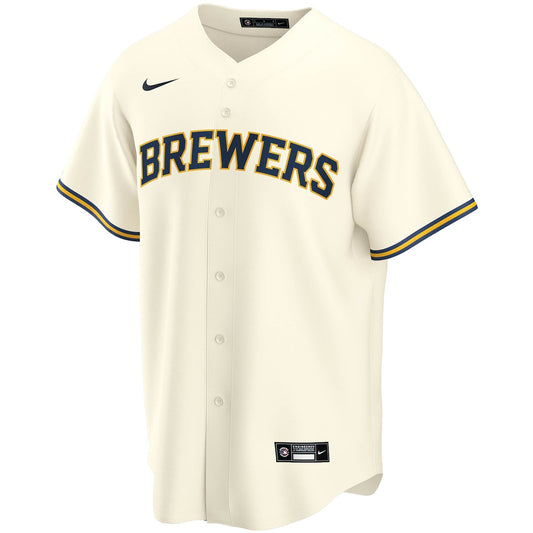 Boys' Grade School Christian Yelich Nike Brewers Alternate Replica Jersey - Off White