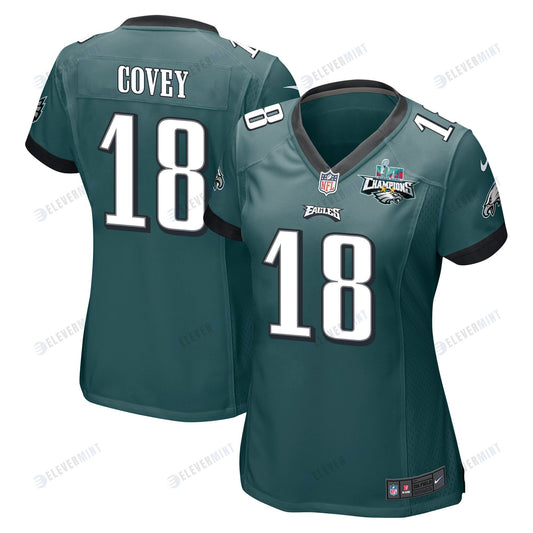 Britain Covey 18 Philadelphia Eagles Super Bowl LVII Champions 2 Stars Women Game Jersey - Midnight Green