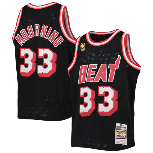 Alonzo Mourning Miami Heat Mitchell & Ness Youth 1996/97 Hardwood Classics Swingman Jersey - Black